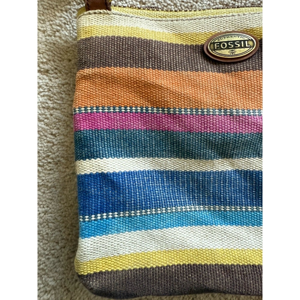 Fossil Explorer Multicolored Striped Crossbody‎ Purse Bag - Picture 9 of 10